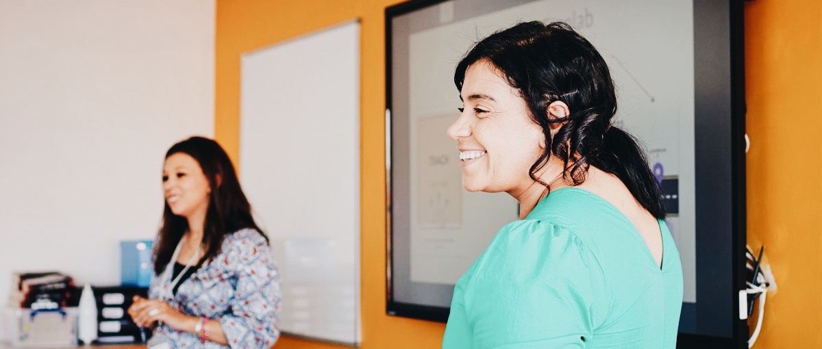 Two Woodham Academy teachers teaching